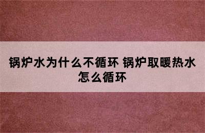 锅炉水为什么不循环 锅炉取暖热水怎么循环